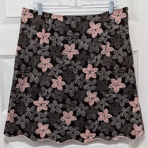 Harold's‎ Scalloped Hem Floral Skirt Size 16 A-Line Brown Pink Playful Soft Girl
